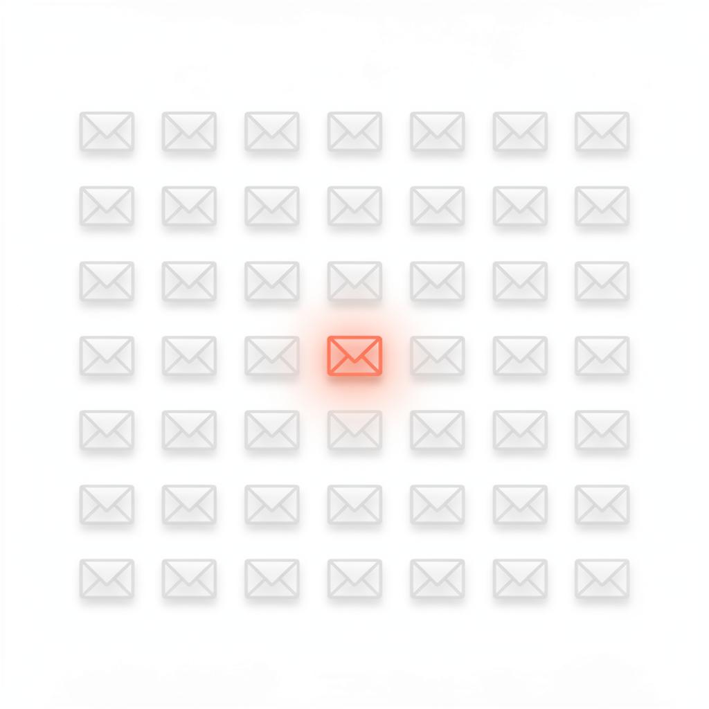 Grid of 100 inquiry envelopes with only 2 highlighted, illustrating that 98% of charter inquiries fail to convert